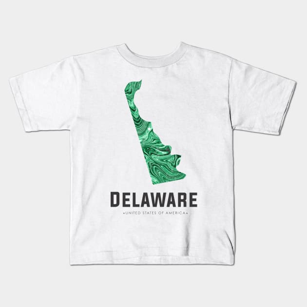 Delaware state map abstract green Kids T-Shirt by StudioGrafiikka